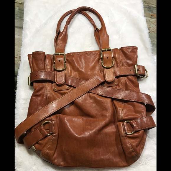 Kooba Handbags - Kooba satchel in tobacco leather w/brass hardware.